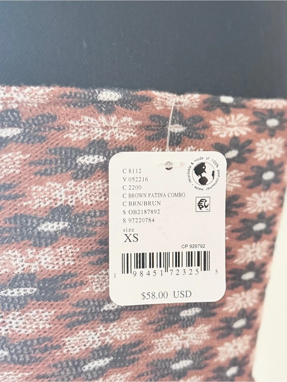 New with Tags Free People Patterned Tube Top Size XS